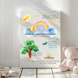Lienzo infantil, pósteres de aprendizaje Montessori, arte mural de afirmación, regalos de bondad, decoración infantil