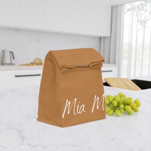 Personalisierte Kinder Brown Polyester Lunch Bag, Lunchboxen, Braune Papiertüte Stil Lunch Bag mit Namen.