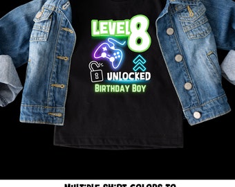 Chemise de fête d'anniversaire pour joueur, fête d'anniversaire de jeu vidéo, chemises d'anniversaire pour joueurs, niveau débloqué, chemises de fête d'anniversaire pour enfants,