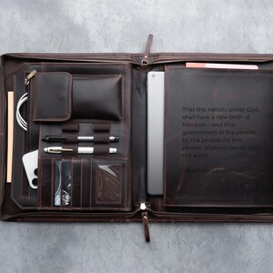 Sophisticated Leather Portfolio with Secure Zipper, Professional Gift for Executives, Custom Logo Engraving Option image 10