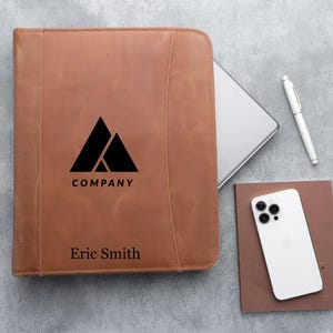 Portafolio de cuero premium con cremallera, regalo ideal para clientes, artículo promocional personalizado, regalo de Navidad.