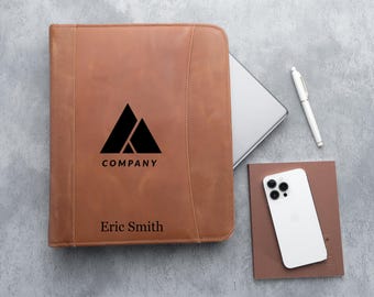 Company Logo Gifts, Custom Leather Portfolio, Gift for Employees and Clients, Custom Logo Option, New Year present, Christmas Gift