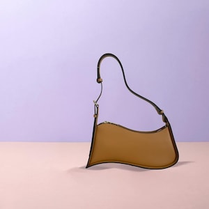 Bolso de mano en piel auténtica color mostaza - Vera Pelle - Made In Italy