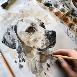Hand-painted portrait of a pet. Pet portrait painting. Custom dog portrait. Personalized watercolor dog painting. Pet watercolor from photo.