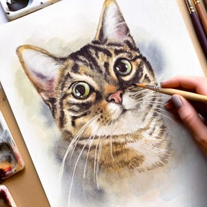 Handgeschilderd portret van een huisdier. Dierenportret schilderen. Hondenportret op maat. Gepersonaliseerde aquarel hond schilderij. Huisdierwaterverf van foto.