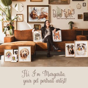 Custom pet portrait from photo, Original hand painted Watercolor, Gift for a pet owner, Dog Cat commission painting image 4