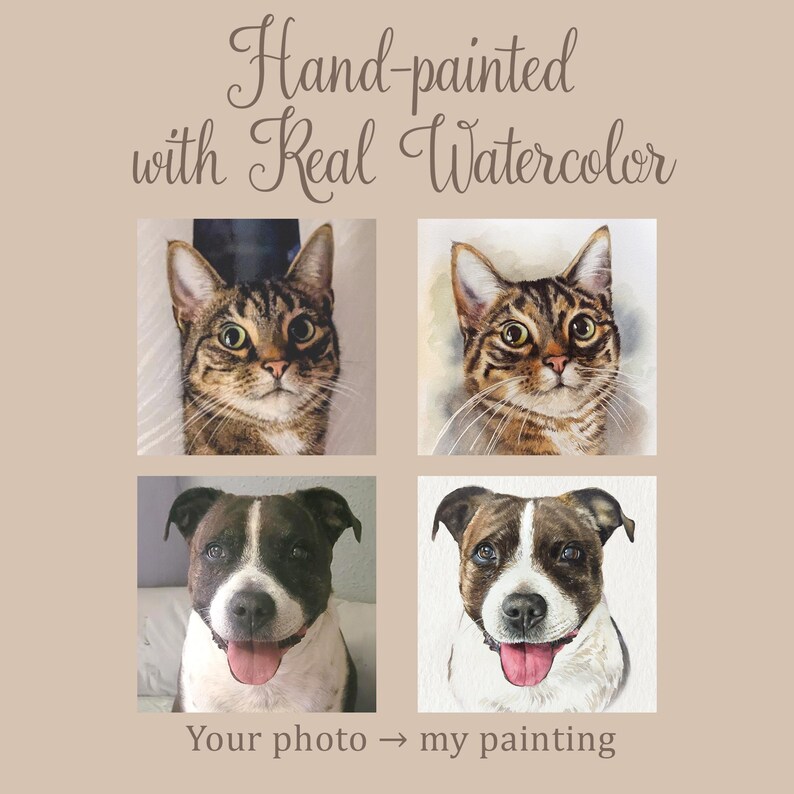 Hand-painted portrait of a pet, Watercolor portrait from photo, Personalized gift dog painting image 5