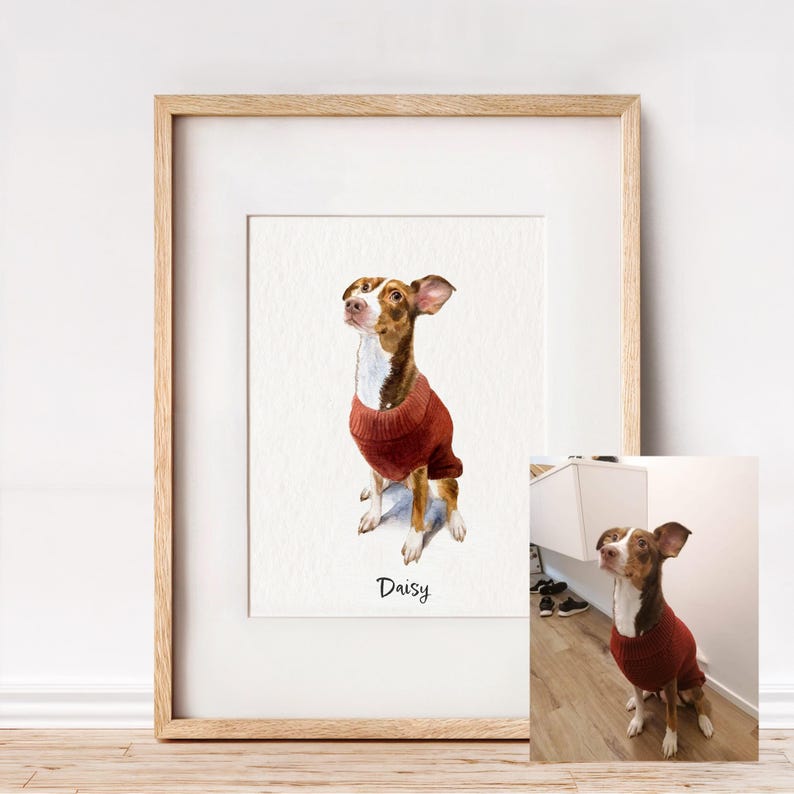 Custom pet portrait from photo, Original hand painted Watercolor, Gift for a pet owner, Dog Cat commission painting image 12