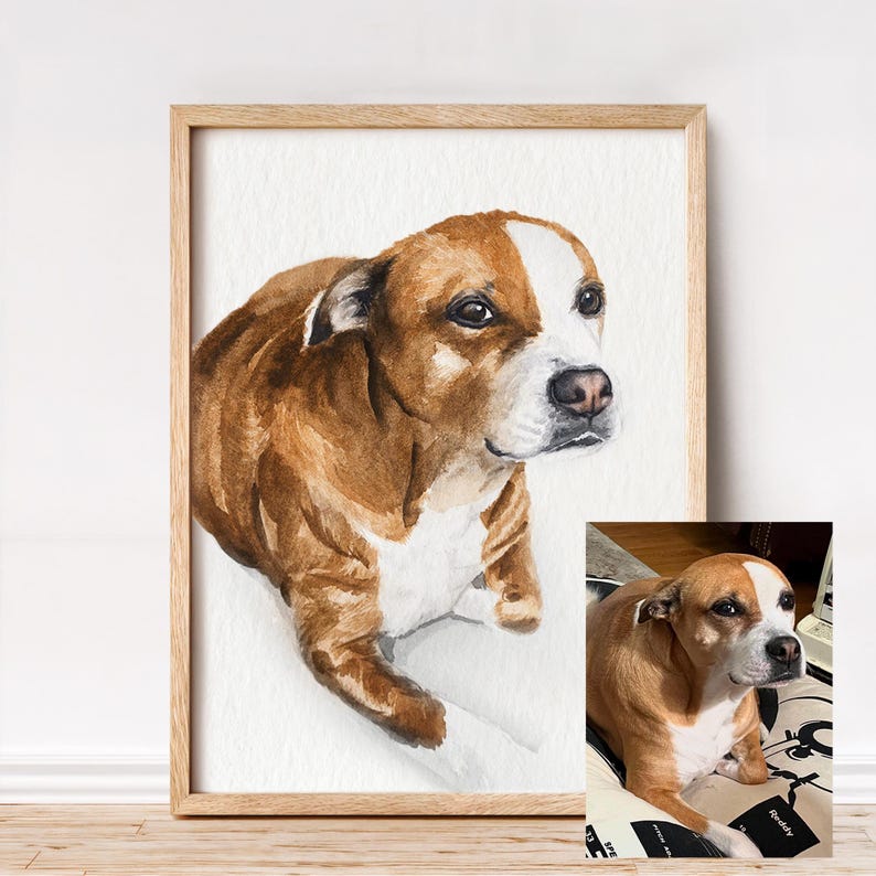 Custom pet portrait from photo, Original hand painted Watercolor, Gift for a pet owner, Dog Cat commission painting image 11