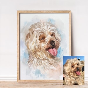 Hand-painted portrait of a pet, Watercolor portrait from photo, Personalized gift dog painting image 7