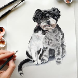 Portrait d'animal de compagnie personnalisé à partir d'une photo, peinture de commission, portrait d'animal de compagnie, chien, portrait de chat, commémoration d'un animal de compagnie, cadeau de perte d'animal de compagnie, cadeau pour amoureux des chiens, aquarelle