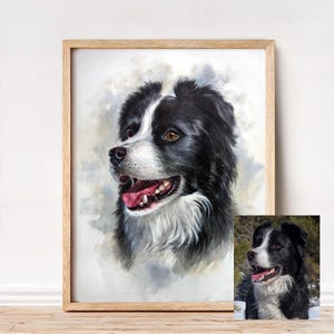 Dog Portrait Custom Painting from Photo, 100% Handmade Watercolor Cat Portrait, Valentines day gift image 9