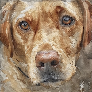 Watercolor painting of a dog: A bright and realistic image created by an artist using watercolor paints on special watercolor paper. Order a portrait of your pet and keep his unique look for years to come in your home.