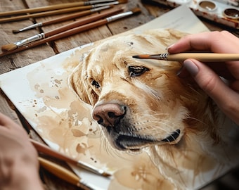Hand-painted portrait of a pet. Custom-made dog portrait. Personalized watercolor dog painting. Original art. Pet watercolor from a photo.