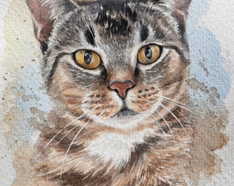 100% Handmade Watercolor Pet Portrait | Dog Portrait | Cat Portrait | Animal Portrait | Custom Pet Portrait from Photo