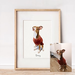 Dog Portrait Custom Painting from Photo, 100% Handmade Watercolor Cat Portrait, Valentines day gift image 10
