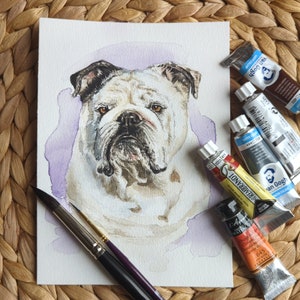 Englische Bulldogge Porträt vom Foto, Benutzerdefinierte Bulldogge Porträt, Bulldogge Porträt auf Bestellung von Foto, Hundeporträt, Handmalerei, Haustierverlust