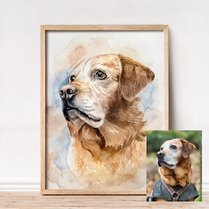 Hand-painted portrait of a pet, Watercolor portrait from photo, Personalized gift dog painting image 11