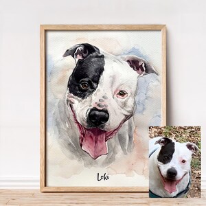 Hand-painted portrait of a pet, Watercolor portrait from photo, Personalized gift dog painting image 12