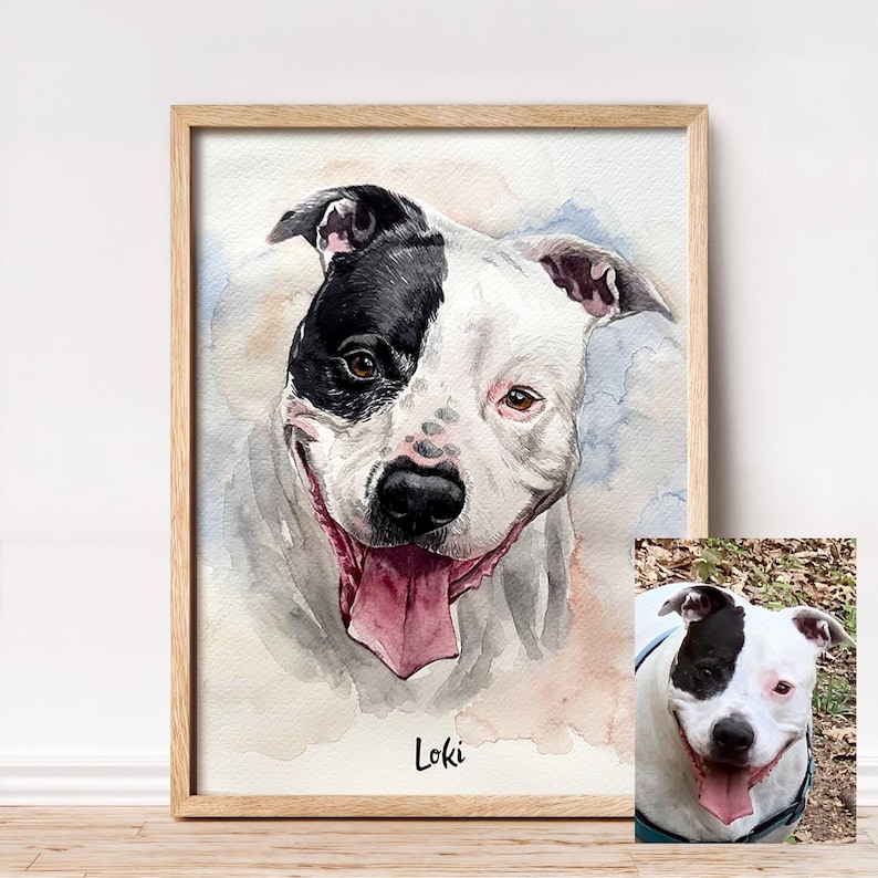 Hand-painted portrait of a pet, Watercolor portrait from photo, Personalized gift dog painting image 12