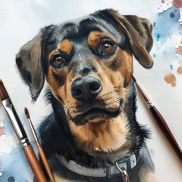 Pet Portrait Watercolor | Custom Pet Portrait from Photo | Pet portrait painting