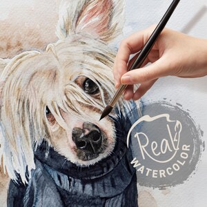 Custom pet portrait from photo, Original hand painted Watercolor, Gift for a pet owner, Dog Cat commission painting image 7