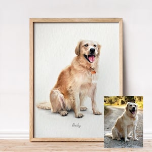 Hand-painted portrait of a pet, Watercolor portrait from photo, Personalized gift dog painting image 9