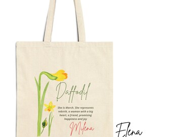 Did you know that each month of the year is identified with a flower? Surprise mom on her day with a personalized Cotton Canvas Tote Bag