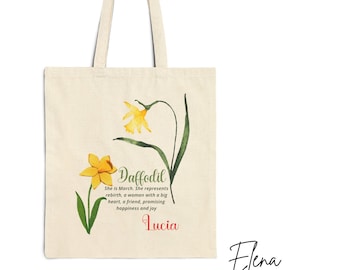 Did you know that each month of the year is identified with a flower? Surprise mom on her day with a personalized Cotton Canvas Tote Bag