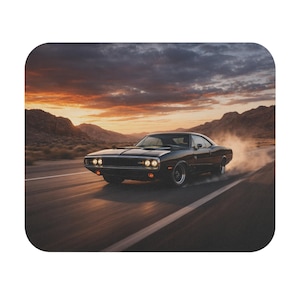 Black 1970s Dodge Charger Mouse Pad | Rectangular Retro Muscle Car