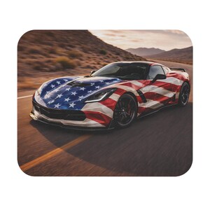 Amerikansk flagga 2019 Chevy Corvette musmatta | Rektangulär musmatta