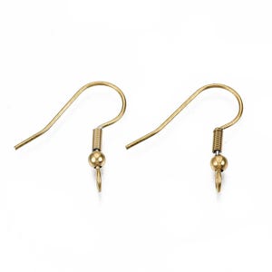 Gold Plated Surgical Steel Earring Hooks: Hypoallergenic, Front Loop Jewelry Findings