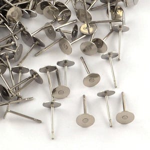 100 pcs 4mm, 5mm, 6mm, 8mm surgical steel earring posts with Butterly back, 6mm,8mm, thin and strong, tarnish free, waterproof
