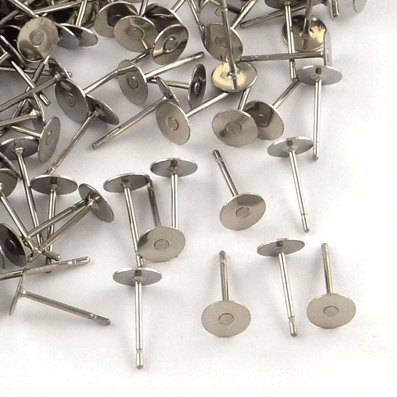100 pcs surgical steel earring posts with Butterly back, 4mm,6mm,8mm,10mm, thin and strong, tarnish free, waterproof