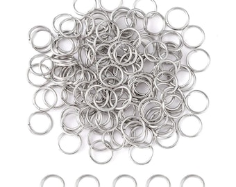 100 pcs surgical steel jump rings, size 4mm,5mm,6mm,7mm,8mm 20 gauge (0.8 mm thickness), thin and strong, tarnish free, waterproof