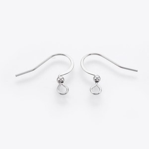 May include: Two silver-colored earring hooks. Each hook has a curved wire design with a small ball and a loop at the bottom. The hooks are designed for jewelry making and are set against a white background.