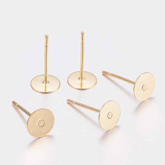 100 18k Gold Plated Surgical Steel Earring Posts with Butterfly Backs