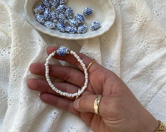Ceramic Blue Fish Bead Bracelet