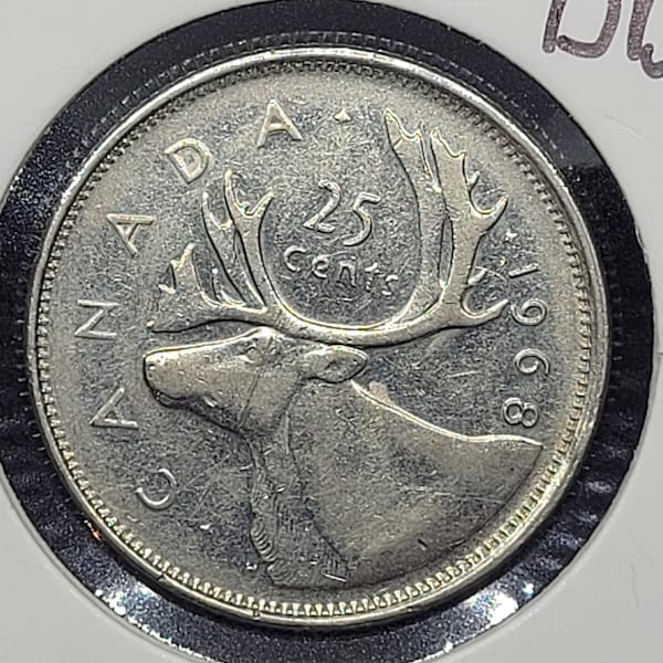 1968 Canadian quarter with double die in canada and DDO lot# 31