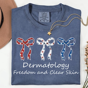 Dermatology Patriotic Coquette t-Shirt, Dermatologist Staff 4th of July Shirt, Skincare Specialist Patriotic t-Shirt, Gift for Dermatologist image 1