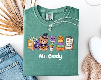 Infant Teacher Halloween Personalized t-shirt, Preschool Teacher Halloween Shirt, Halloween Daycare Teacher tshirt, Childcare Provider Gift