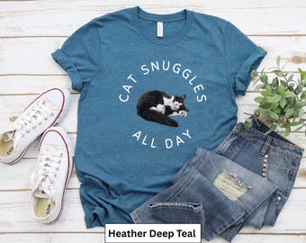 Tuxedo Cat Shirt, Tuxedo Cat Gifts Shirt, Tuxedo Cat Lovers t Shirt, Tuxedo Cat Mama Shirt, Cozy Cat Shirts for Her, Cute Cat Shirt