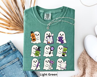 Dermatology Ghost Halloween t-Shirt, Dermatologist Halloween Office Staff Gift Tee, Skin Care Specialist Ghost Shirt, Gift for Dermatologist