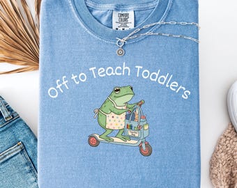 Toddler Teacher Frog t-shirt, Preschool Teacher Gift Tee, Daycare Toddler 2's Teacher t-shirt, Childcare Provider Gift, Back to School Shirt