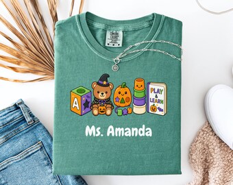 Toddler Teacher Halloween t-shirt, Preschool Teacher Halloween Gift Tee, Halloween Daycare Toddler Teacher t-shirt, Childcare Provider Gift