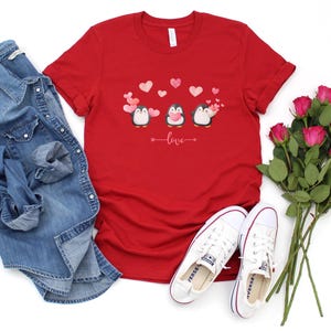 Penguin Valentines Shirt, Cute Valentines Penguin Lover t shirt, Pink Valentines Day Shirt for Her, Cute Animal Valentines t shirt