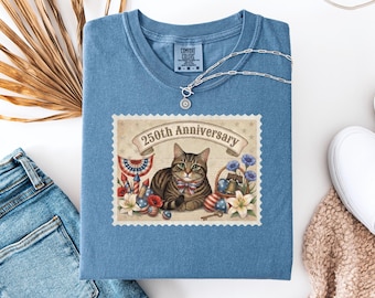 Tabby Cat Patriotic t-Shirt, Tabby Cat 4th of July Shirt, Patriotic USA Cat t-Shirt, Gift for Cat Lovers, Independence Day Tabby Cat Tee