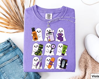 Podiatry Ghost Halloween t-Shirt, Podiatrist Halloween Ghost Office Staff t-shirt, Halloween Foot Doctor Ghost Shirt, Gift for Podiatrist