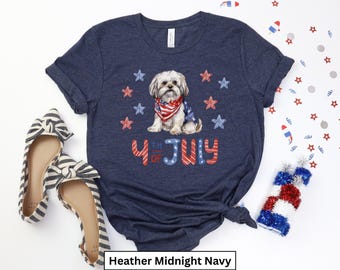 Shih Tzu 4th of July Shih Tzu Tee, American Dog Shirt Gift, Patriotic Shih Tzu T-Shirt, Independence Day Dog Top, Shih Tzu Mom Shirt