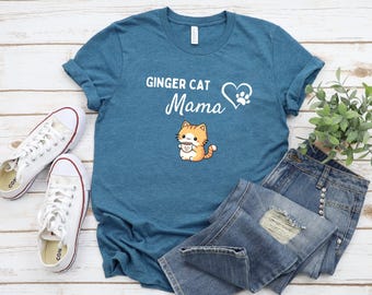 Ginger Cat Mama T-shirt, Ginger Cat Lovers Gift, Ginger Cat Love, Ginger Cat shirt voor haar, Orange Cat Mama, Ginger Cat Owner